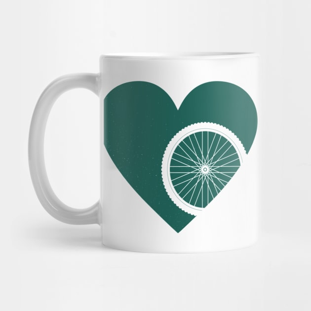 Heart with Mountain Bike Wheel for Cycling Lovers by NeddyBetty